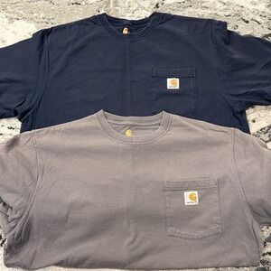 Lot of 2 Men's Carhartt Pocket T-Shirts Size L vintage Faded Graphic